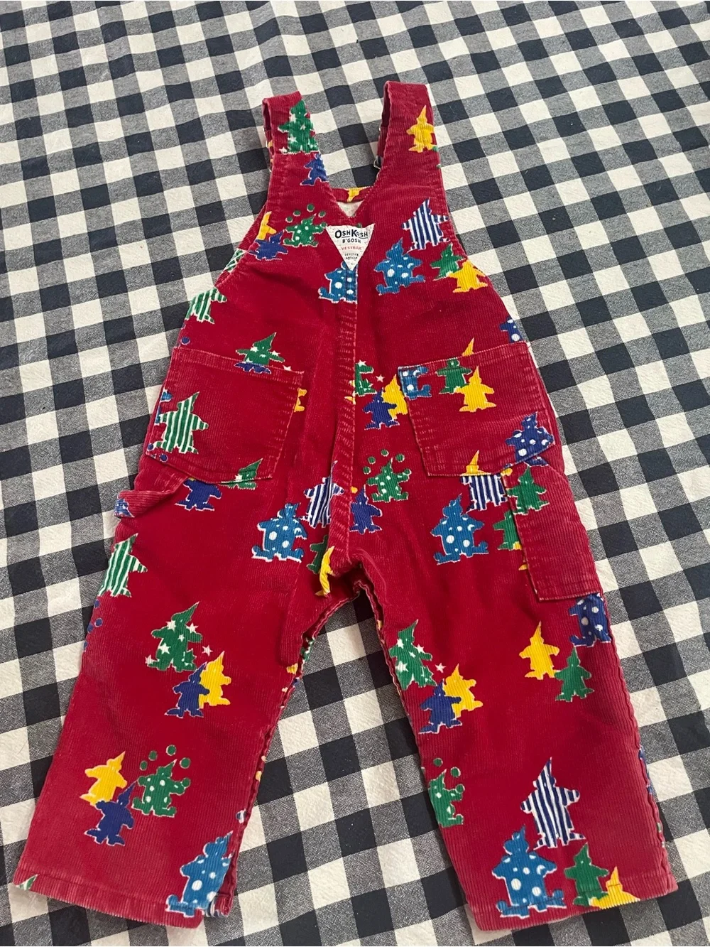 Vintage OshKosh Red Clown Corduroy Overalls - 18 month